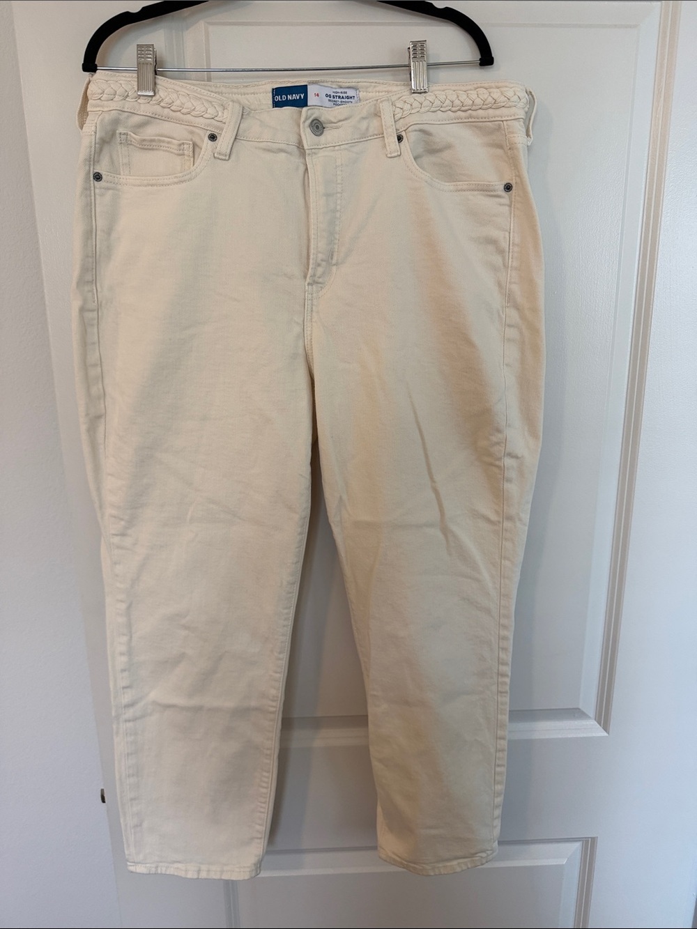 Old Navy Women's Cream Jeans with Braided Waistband